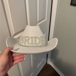 White Bride Cowboy Hat with Rhinestones